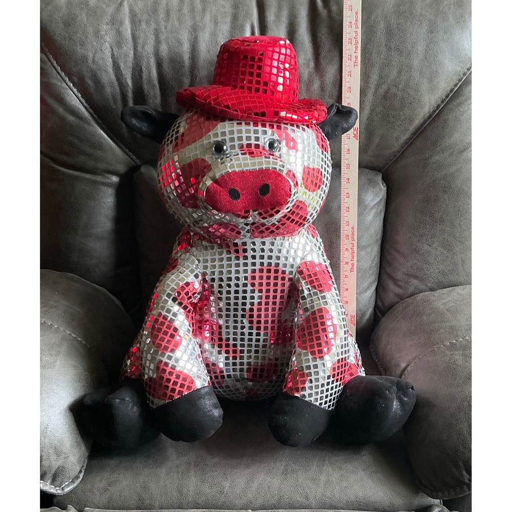 DISCO COW!  22" Sequin Covered Cow